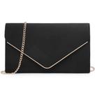 Bolsa Evening Clutch Dasein Velvet com alça de corrente preta