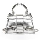 Bolsa FALETO Mini Silver Vegan Leather para mulheres Y2K