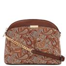 Bolsa FashionPuzzle Paisley Print Small Dome Crossbody Brown Bolsa FashionPuzzle Paisley Print Small Dome Crossbody Brown