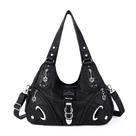 Bolsa feminina Angelkiss de couro lavado preta AK11282