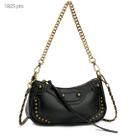Bolsa Feminina Baguete Pequena Inspiração Luxo com Alça de Corrente de Ombro e Transversal 1825 Cor:Bege