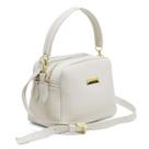Bolsa Feminina Bau em Couro Alças Transversal Regulável e Alça de Mão cor Branco