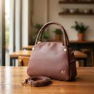 Bolsa feminina baú marrom Pavão de Ouro