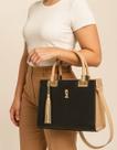 Bolsa Feminina Castelo Caninana Bicolor Trançada Sintético Forrada Grande Tiracolo Transversal