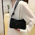 Bolsa Feminina Casual Balada Dia a Dia de Ombro com Aplicação de Cristais Negros Sofisticada