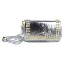 Bolsa Feminina Cecconello Transversal Couro Prata - C2519