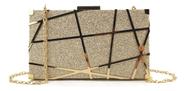 Bolsa Feminina Clutch Brilhante Alça De Corrente Luxuos Chic