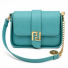 Bolsa Feminina Com Duas Alças Elegante Material Premium Azul-aço Liso Ouro