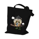Bolsa Feminina Com Estampa De Coruja, Bolsa De Lona Reutilizável De Alta Capacidade Com Estampa