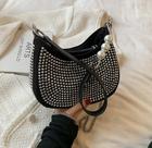 Bolsa Feminina Com Strass Com Alça Perolas meia lua underarm verão