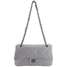 Bolsa Feminina Couro Legitimo Cinza Transversal Matelasse