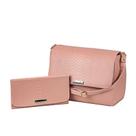 Bolsa Feminina Croco Baú Texturizado com Alça Lateral + Carteira Rosa Lançamento Bolsa Feminina Croco Baú Texturizado com Alça Lateral + Carteira Rosa Lançamento