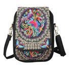 Bolsa Feminina Crossbody de Lona Bordada - Pequena com Zíper