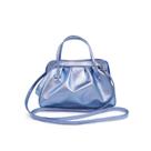 Bolsa feminina de couro azul metalizado Bianca Bolsa feminina de couro azul metalizado Bianca