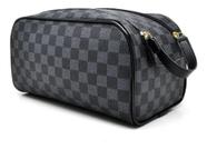 Bolsa feminina de mão em couro xadrez cinza