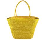 Bolsa Feminina de Palha Amarela Praia Viagem Moda Sacola Bag Rattan Vime Blogueira