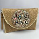 Bolsa feminina de Palha Carteira de Mão Praia Festa Casamento Carteira Feminina Com Miçanga Artesanal