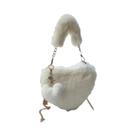 Bolsa Feminina de Pele Sintética em Formato de Coração com Corrente de Pelúcia