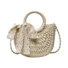 Bolsa Feminina de Verão em Rattan e Palha - Bolsa Crossbody Pequena para Praia