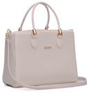 Bolsa Feminina Dhaffy Branco, Alça de Mão Trabalhada e Transversal. Bolsa Feminina Dhaffy Branco, Alça de Mão Trabalhada e Transversal.