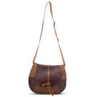 Bolsa Feminina Em Couro Legitimo Graxo Café Com Conhaque Rustica