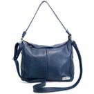 Bolsa Feminina em Couro Legitimo Sacola Hobo Média Azul Marinho Road Seven