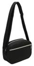 Bolsa feminina em tecido preto com ziper prata ls bo9096