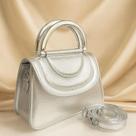 Bolsa Feminina Julia Elegante OEM com 2 Alcas em Plastico Prateada