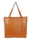 Bolsa Feminina Marrom Caramelo Shopbag Grande Tiracolo Ombro em Couro Metais Dourados Bolsas Femininas Madamix