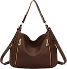 Bolsa Feminina Média Transversal Couro Pu com 4 Zíperes Estilosa e Elegante