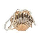 Bolsa Feminina Mini Crossbody com Pérolas - Design de Concha Dourada - Moda Verão 2023