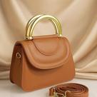 Bolsa Feminina OEM Julia com 2 Alças Transversal Ajustável e Ferragem Plástica Caramelo