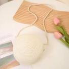 Bolsa Feminina Pequena De Palha Sintetica Natural Redonda Artesanal Moda Atual