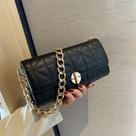 Bolsa Feminina Pequena Ombro Baguete Couro Alça Corrente