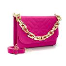 Bolsa Feminina pink couro legítimo Mão e transversal