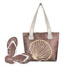Bolsa Feminina Praia Com Alto Relevo 3D Chinelo Slim Marrom Magicc BCH-246 Bolsa Feminina Praia Com Alto Relevo 3D Chinelo Slim Marrom Magicc BCH-246