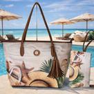 Bolsa Feminina Praia Grande + Necessaire Bolsa de Ombro Estampada Verão Moda 2026 Bolsa Feminina Praia Grande + Necessaire Bolsa de Ombro Estampada Verão Moda 2026