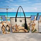 Bolsa Feminina Praia Kit 3 Peças Bolsa, Chinelo e Necessaire