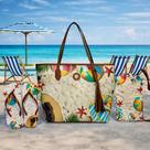 Bolsa Feminina Praia Kit 3 Peças Bolsa, Chinelo e Necessaire