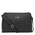 Bolsa Feminina Preta Classe Couro Alça Transversal Couro Legítimo