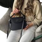 Bolsa Feminina Preta Transversal com Alça de Mão e Ombro