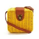 Bolsa Feminina Quadrada Palha Sintética Amarela BL1120