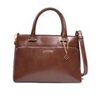 Bolsa Feminina Rafitthy Tiracolo Média Verniz Marrom/Dourado