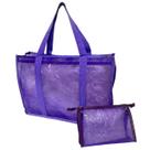 Bolsa Feminina Roxa Com Necessaire Ziper Academia Praia Viagem Sacola