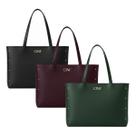 Bolsa Feminina Sacola Grande Kit Com 3 Peças Universitária De Ombro Cor:Preta/Bordô/Verde Militar