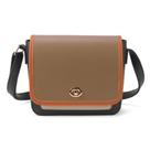 Bolsa feminina sintetica preto com detalhe laranja