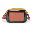 Bolsa feminina sintetica verde transversal com frente transparente