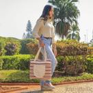 Bolsa Feminina Tecido Mao Ombro Artesanal Praia Estilosa Resistente Lavável Grande