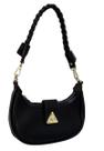 Bolsa Feminina Tote Meia Lua De Ombro E Mão Sofisticada Acambamento dos ferragens Ouro Cor Preto Correira de trança Bolsa Feminina Tote Meia Lua De Ombro E Mão Sofisticada Acambamento dos ferragens Ouro Cor Preto Correira de trança