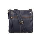 Bolsa Feminina Transversal Azul Média Tiracolo Alça Comprida Couro Madamix